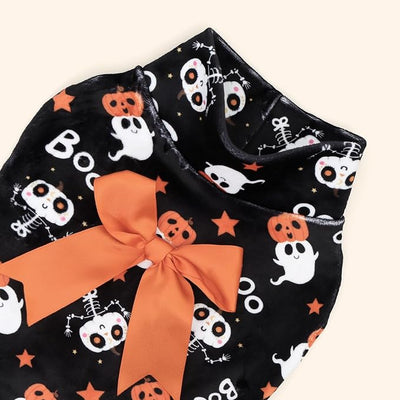 CuteBone Turtleneck Dog Velvet Dress Halloween Puppy Skirt Costume Pet Clothes Cat Apparel with Bow Hair Rope for Small Dogs CVD22L