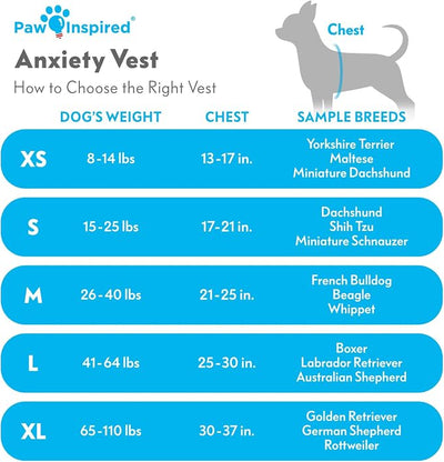 Paw Inspired Dog Anxiety Vest, Calming Thunder Jacket for Dogs, Soothing Compression Vest for Thunderstorms, Fireworks, Travel, Separation Anxiety (Medium)