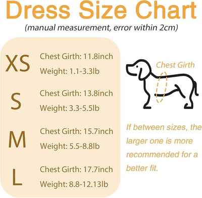 1 Pcs Cute Dog Dress Puppy Clothes with Bownot for Female Girl Small Dogs Outfits Harness for Outdoor Walking Birthday Party Red Plaid Skirt XS