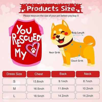 Weewooday 5 Pieces Valentine‘s Day Dog Shirt for Small Dogs Girl Small Dog Puppy Clothes for Chihuahua Yorkie Bulldog Schnauzer Breathable Shirt Vest(Medium)