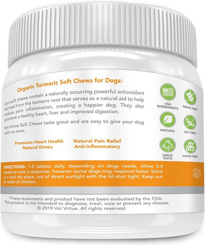 Turmeric for Dogs - 120 Count Value Pack | Hip & Joint Supplement for Senior Dogs with Arthritis | Anti Inflammatory Pain Relief | Organic Curcumin, Collagen & BioPerine | Made in USA Soft Chews