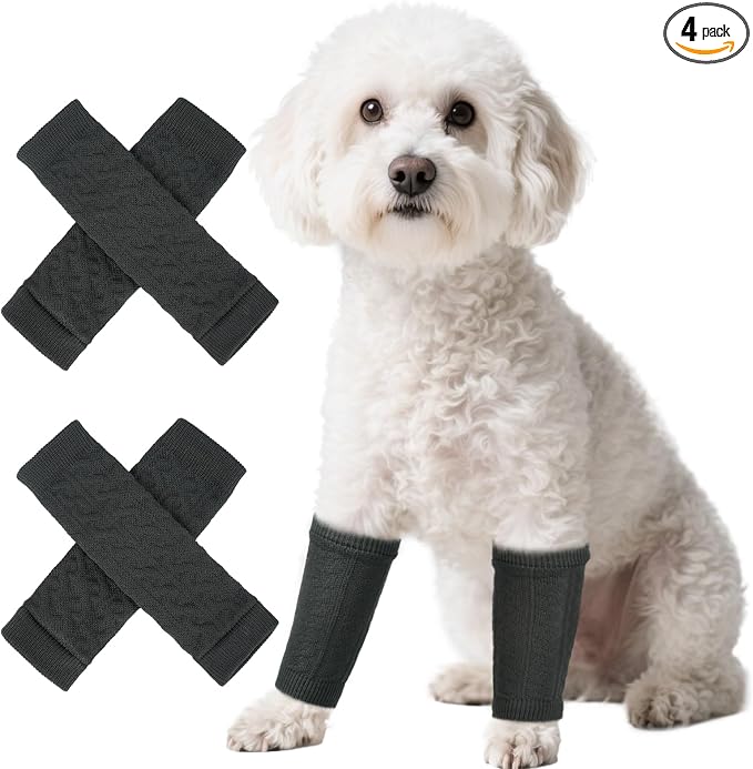 ROZKITCH 4 PCS Dog Leg Sleeve to Stop Licking, Arm Sleeves for Licking, Elbow Callus Treatment, Keep Joints Warm in Cold Weather