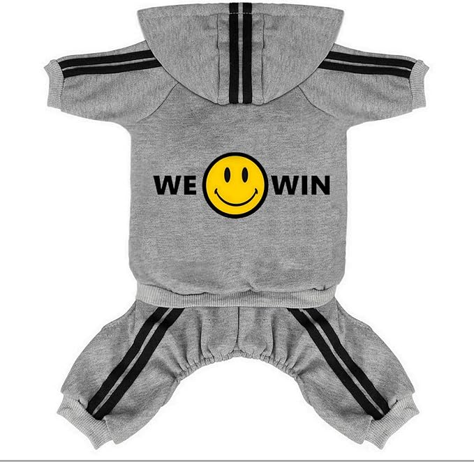 Weowin Pet Outfit - Cute Dog Hoodies Sweatshirt Tracksuit Clothes Jumpsuit Pajamas 4-Legs Grey for Puppy Small Medium Large Giant Dogs Girl or Boy (3X-Large)