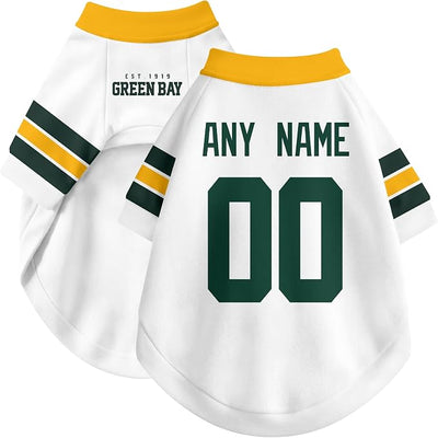 Green Bay Dog Clothes Jersey Style Personalized Pet T Shirt with Custom Name Number for Small Medium Large Dogs