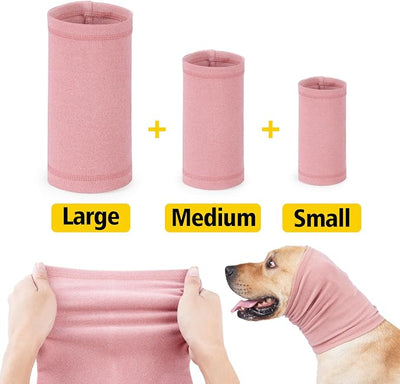 No Shake Ear Wraps for Dogs,Soft Dog Calming Hoodie Dog Ear Cover Ear Muffs for Anxiety,Grooming,Bathing,Swim,Noise Protection Quiet Ear for Dogs,Pink L