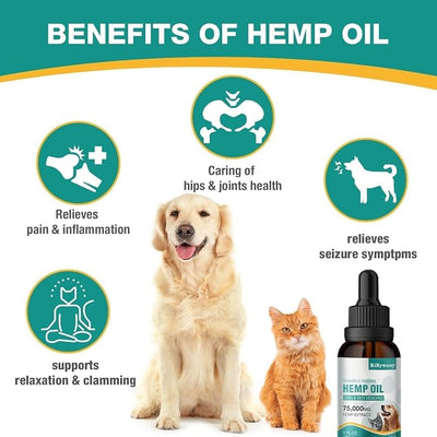 2 Pack Hemp Oil for Dogs & Cats- Helps Pets with Аnxiety, Pаin, Strеss, Аrthritis, Sеizures Rеlief - Organic Pet Неmр Oil Drops Treats - Skin Нiр Jоint Hеalth Rich in Omega 3-6-9