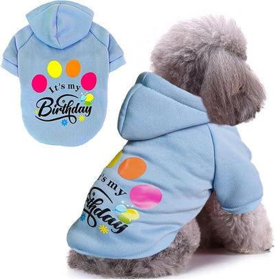 Jecikelon Print Dog Hoodies for Small Dogs, Soft Fleece Puppy Clothes for Pet Cat, Warm Winter Outfits Cold Weather Coats, Cute Sweatshirt Puppies Costume (Light Blue, X-Small)
