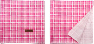 Lionheart Glory Pink Plaid Bandana 1 Pack - Washable Soft Scarf, Square Adjustable for Small Medium Large Dogs