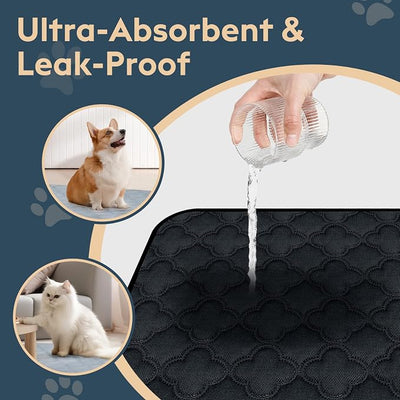 FunFurry Washable Pee Pads - 2 Pack Reusable, Waterproof, Super Absorbent Dog Training Pads with Non-Slip Backing (Dark Grey, 41" X 41")