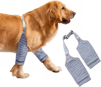 MANON ROSA Dog Elbow Pads – Knee Wrap Front Leg Sleeves for Large Dogs, Wound Protection & Anti-Licking Brace for Injured Legs or Joints (Sleeve Length 9inches, Suit. Wt 55-66lbs, Large, Gray)