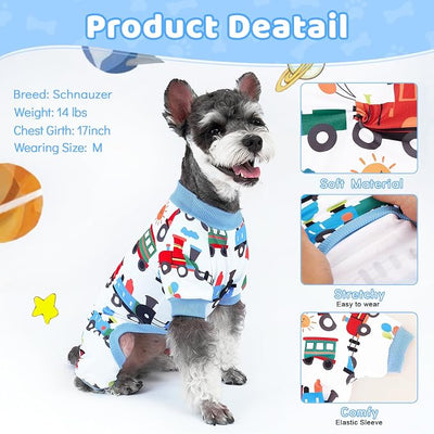 XPUDAC 4 Pieces Dog Pajamas Soft Puppy Pjs Stretchable Boy Doggie Clothes for Small Medium Dogs Cat Pet Outfits, L