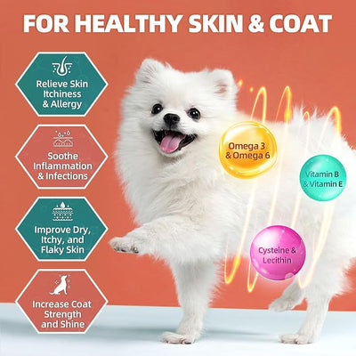 Dog Multivitamin with Glucosamine, Omega 3, Minerals, Probiotics and Enzymes, Dog Vitamins and Supplements for Joint, Skin & Coat Care, Digestive and Immune Health, Chicken Flavor - 120 Chews