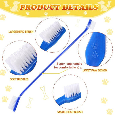 Nuogo 200 Pcs Dog Toothbrush Bulk Dual Headed Dental Brushes Dogs Tooth Brushing Kit Long Handle Pet Tooth Brush for Puppy Large Small Cats and Most Pets Teeth Cleaning Dental Care Supplies, 8 Colors