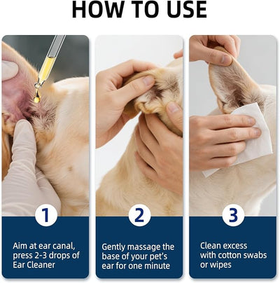Dog Ear Cleaner, Dog Ear Drops for Infection Treatment, Natural Herbal Ear Cleaning Solution for Itching, Irritation & Wax Build-Up, Gentle Cleaning - 1 Oz Bottle with Dropper