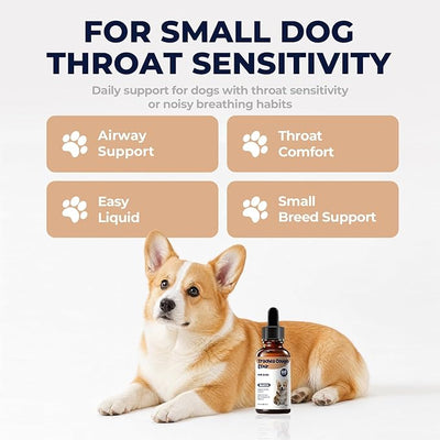 Collapsed Trachea Treatment for Dogs, Dog Cough Treatment, Trachea Cough Elixir, Natural Herbal Drops Help Soothe the Throat, Calm Honking Coughs & Support Easier Breathing, 2 fl oz