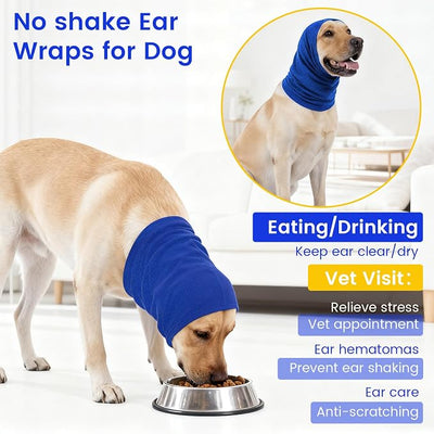 Quiet Dog Ear Muffs 1Pack, Anxiety Relief & Dog Ear Muffs Noise Protection for Grooming, Bathing, Fireworks, and Thunder – Soft Elastic Head and Ear (Medium, Blue)