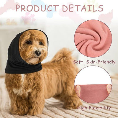 Frienda 2 Pcs Dog Ear Muffs Dog Calming Ear Cover Anxiety Relief Cover Face Neck Warmer Quiet Head Sleeves for Noise Bathing Grooming Drying(Medium,Black, Pink)
