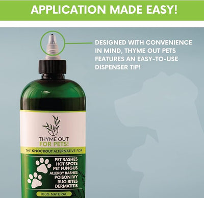 Thyme Out for Pets (8oz) - Natural Dog and Cat Itch Relief & Skin Treatment for Itchy Paws and Ringworm - Yeast Infection, Dandruff and Hot Spot Spray for Dogs - All Natural, Organic Blend