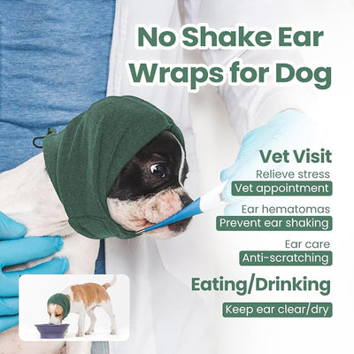 Nanaki Soft Dog Calming Hoodie Anxiety Relief Dog Ear Muffs Noise Protection Doggy Head Wrap Hematoma Fireworks Doggy Ear Cover for Bath Blow Drying Pet Head Cover Noise Cancelling Sleep Help Headband