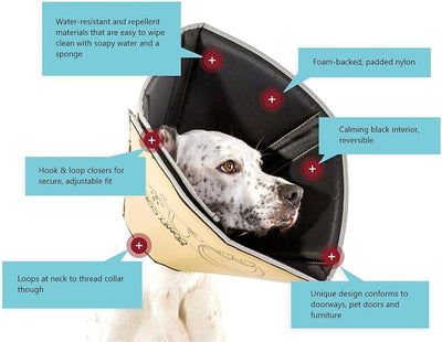 All Four Paws Comfy Cone Pet Cone for Dogs, Cats, Small, Black - Comfortable Soft Dog Cone Collar Alternative for After Surgery, Wound Care, Spay, Neuter - Dog and Cat Recovery Elizabethan-Collar