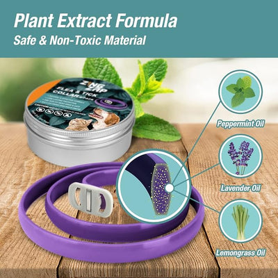 ZingZap Flea & Tick Collar 2-Pack Blue, Protects from Biting Insects, Adjustable Fits Both Dogs & Cats, Built-in Plant Based Formula, Slow-Release Lasting Protection, Waterproof