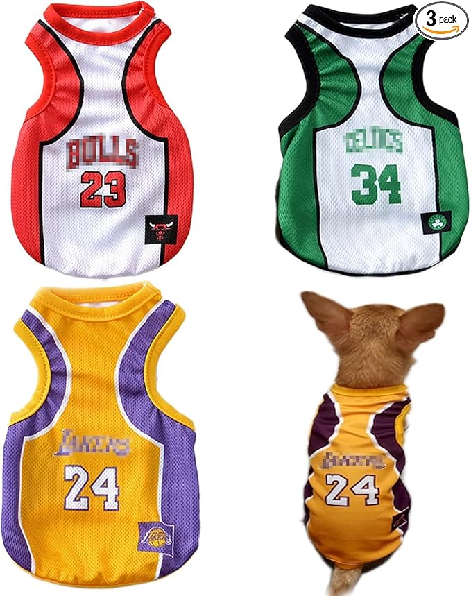 3Pack Dog Clothes for Small Dog Girl Puppy Clothes for Chihuahua Yorkies Bulldog Clothes for Medium Dogs Boy Basketball Jersey Pet Outfits Shirt Apparel Accessories,4XL