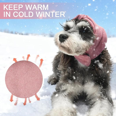Ear Muffs for Dogs,Warm Winter Head Wrap Calming Hoodie,No Shake Anxiety Relief Pet Covers Ear Noise Protection Vest for Dogs Thunder Fireworks,Vet Visits,Grooming(Reddish Brown,M)