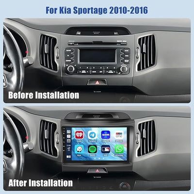 [8Core 6+128GB] Android 15 Car Radio for Kia Sportage 2010-2016 with Wireless Carplay Android Auto, 9 Inch HD Touchscreen Car Stereo with WiFi GPS Bluetooth5.0 FM/RDS 32EQ SWC Backup Camera