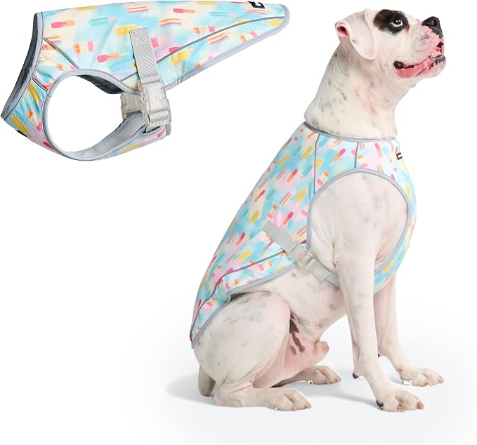 Spark Paws Dog Cooling Vest - SPF 50 UV Sun Protection - Summer Heat Relief Gear for Dogs, Lightweight, Evaporative Cooling - Dog Anxiety Relief Vest During Hot Days - Popsicles - Size 3XL