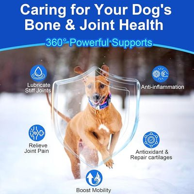 Advanced Dog Hip Joint Health Supplement Chews, Glucosamine for Dogs + Chondroitin, MSM, Turmeric & Green Lipped Mussel, Support Mobility, Pain Relief for Senior All Breeds Soft Chewable Treats