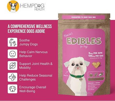 Blanche - 42 Dog Calming Treats - Stress & Relaxation Support - Natural Vegan Hemp Calming Chews for Dogs with Coconut Oil