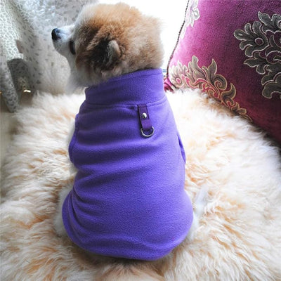 Dog Sweater, Soft Fleece Vest with Leash Ring Pullover Jacket Winter Pet Dog Clothes for Puppy Small Dog Cat Teddy Chihuahua Yorkshire for Christmas (M, Purple)