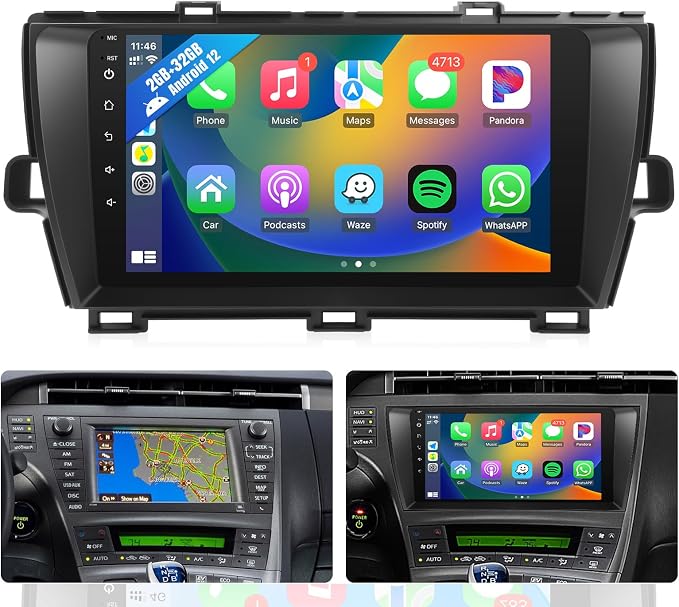 Leadfan Car Radio for Toyota Prius 2010 2011 2012 2013 2014 2015 Stereo with Wireless CarPlay Android Auto, 9'' Touch Screen Compatible with JBL & Big Screen BT WiFi GPS Navi Backup Camera MIC
