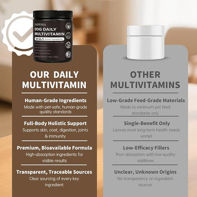 Daily Multivitamin Chews for Dogs, Itch & Skin Support with Salmon Oil, Folic Acid & Chondroitin, Supports Healthy Skin, Coat, Immunity & Digestion, 60 Count Beef Flavor (01)