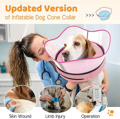 Supet Raised Inflatable Dog Cone Alternative Collars for After Surgery, Dog Donut Collar After Surgery, Soft Pet Cone for Small Medium Large Dogs to Stop Licking