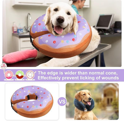 BEAUTYZOO Dog Cone Alternative After Surgery for Large Medium Small Dogs, Soft Inflatable Cone Collar for Dogs Cats, Pet Neck Donut E Collar Dog Recovery Collars to Stop Licking, Purple Donut, S