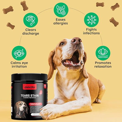 Tear Stain Chews and Eye Vitamins for Dogs - 150 Vision Soft Bites - Eye Supplements for Dogs with Lutein, Eyebright, Cranberry & Vitamin C - Beef Flavor