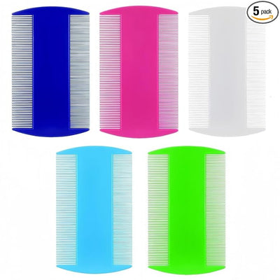 Yumflan Flea Comb, 5 Pack Double Sided Fine Tooth Comb, Pet Grooming Combs Dandruff Removal Combs for Cats Dogs Puppy