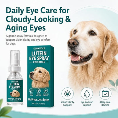 Minnah Gronoir Lutein Eye Spray for Dogs, Dog Eye Care Spray for Cloudy-Looking & Aging Eyes, Vision Clarity & Eye Comfort Support with Marigold, Vitamin E & Bilberry, 20mL