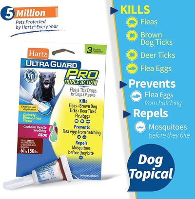 Hartz UltraGuard Pro Flea & Tick Topical Dogs & Puppies Treatment & Prevention, 3 Months, 61 - 150 lbs