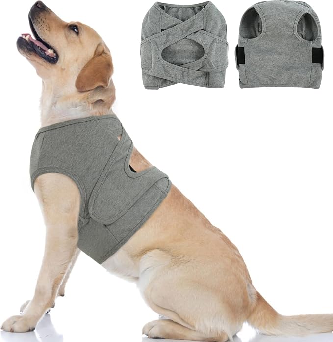 BRKURLEG Chest Recovery Suit for Dogs, Dog Chest Wound Cover, Breathable & Soft Pet Surgery Recovery Suit, Anti-Licking Wound Vest, Not for Spay/Neuter Surgeries, Pet Cone Alternative, Grey XXXL