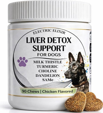 Advanced Liver Support Supplement for Dogs – Milk Thistle, Turmeric, Same & Choline – Liver Detox, Kidney Support, Immunity & Metabolic Boost – Organic Ingredients, Natural Chicken Flavor – 90 Chews
