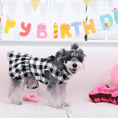 CuteBone Turtleneck Dog Velvet Dress Puppy Skirt Costume Pet Clothes Cat Apparel with Bow Hair Rope for Small Dogs CVD14L