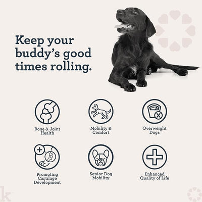 Kradle Hip & Joint Chews for Dogs - Glucosamine Chondroitin MSM Hyaluronic Acid - Active and Senior Dog Mobility Support - 150 Soft Chews