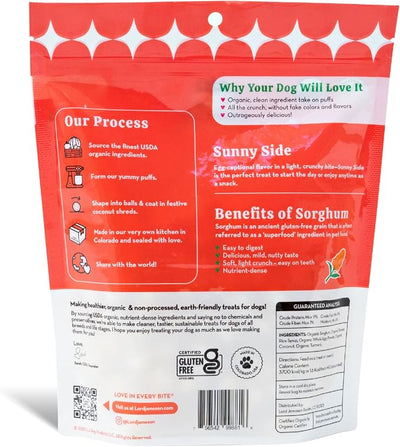 Lord Jameson Sunny Side | Light & Crunchy Love Puffs Collection | Organic Dog Treats, Whole Egg Recipe, Gluten-Free, Preservative-Free, USDA Certified Organic. Made in USA