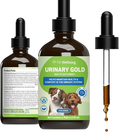 Pet Wellbeing Urinary Gold for Dogs - Vet-Formulated Multi-Herb Urinary Tract Support - Bladder Health & Urinary System Wellness - Natural Dog Supplement - 4 oz (118 ml)
