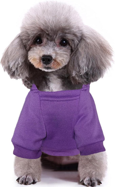 Jecikelon Print Dog Hoodies for Small Dogs, Soft Fleece Puppy Clothes for Pet Cat, Warm Winter Outfits Cold Weather Coats, Cute Sweatshirt Puppies Costume (Purple, X-Large)