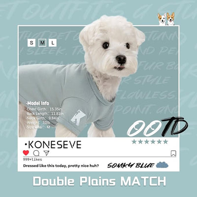 Koneseve Dog Shirt Breathable Cloth Stretchy for Small Medium Dogs 2-Pack Sunny Red & Smoky Blue 2XL