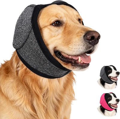 Dog Noise Canceling Earmuffs, Comfortable Hooded Hearing Protection Earmuffs, Anti-Anxiety Sound Blocking Ear Muffs for Thunder, Fireworks and Grooming Vacuum (Gray, Large)