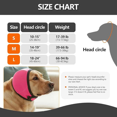 Dog Ear Muffs for Noise Protection No Flap Ear Wraps Calming Hoodie Dogs Anxiety Relief and Thunder Firework, Grooming and Force Drying Shower Cap for Bath Head Cover for Dog